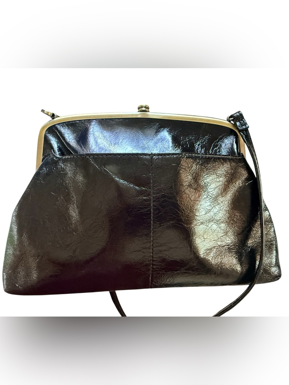 HOBO Black Leather Kiss-Lock Shoulder Clutch - Picture 5 of 12